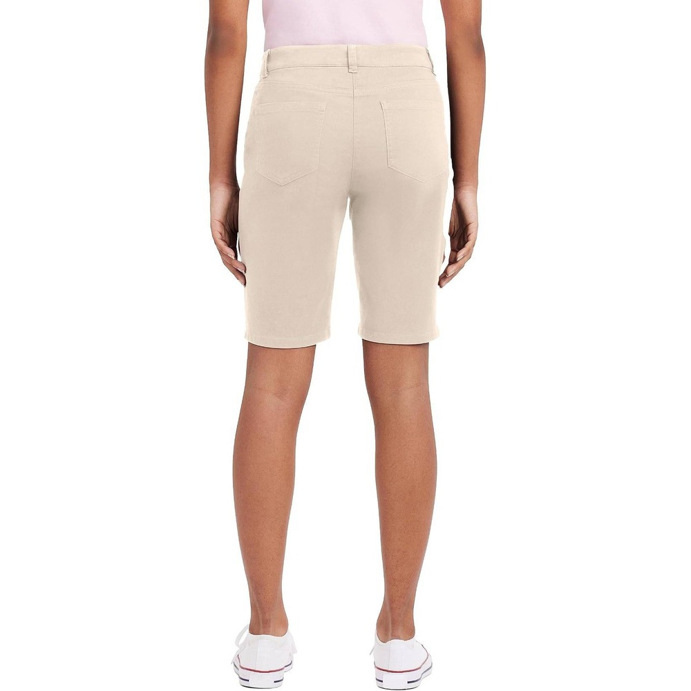 IZOD Girls Khaki Bermuda School Uniform Shorts Adjustable Waist Stretch Size 3 - Picture 2 of 5